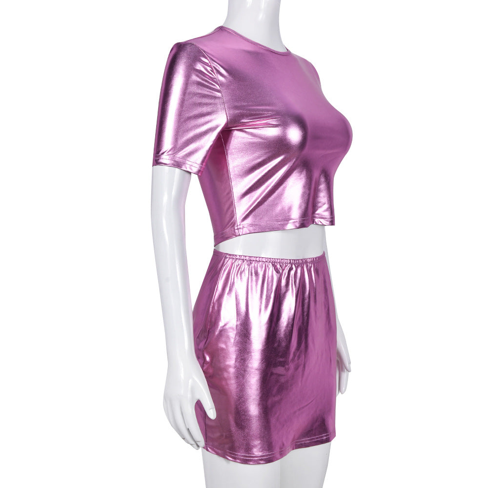 Women summer sexy Crop Top and Mini Skirt two-piece set 6