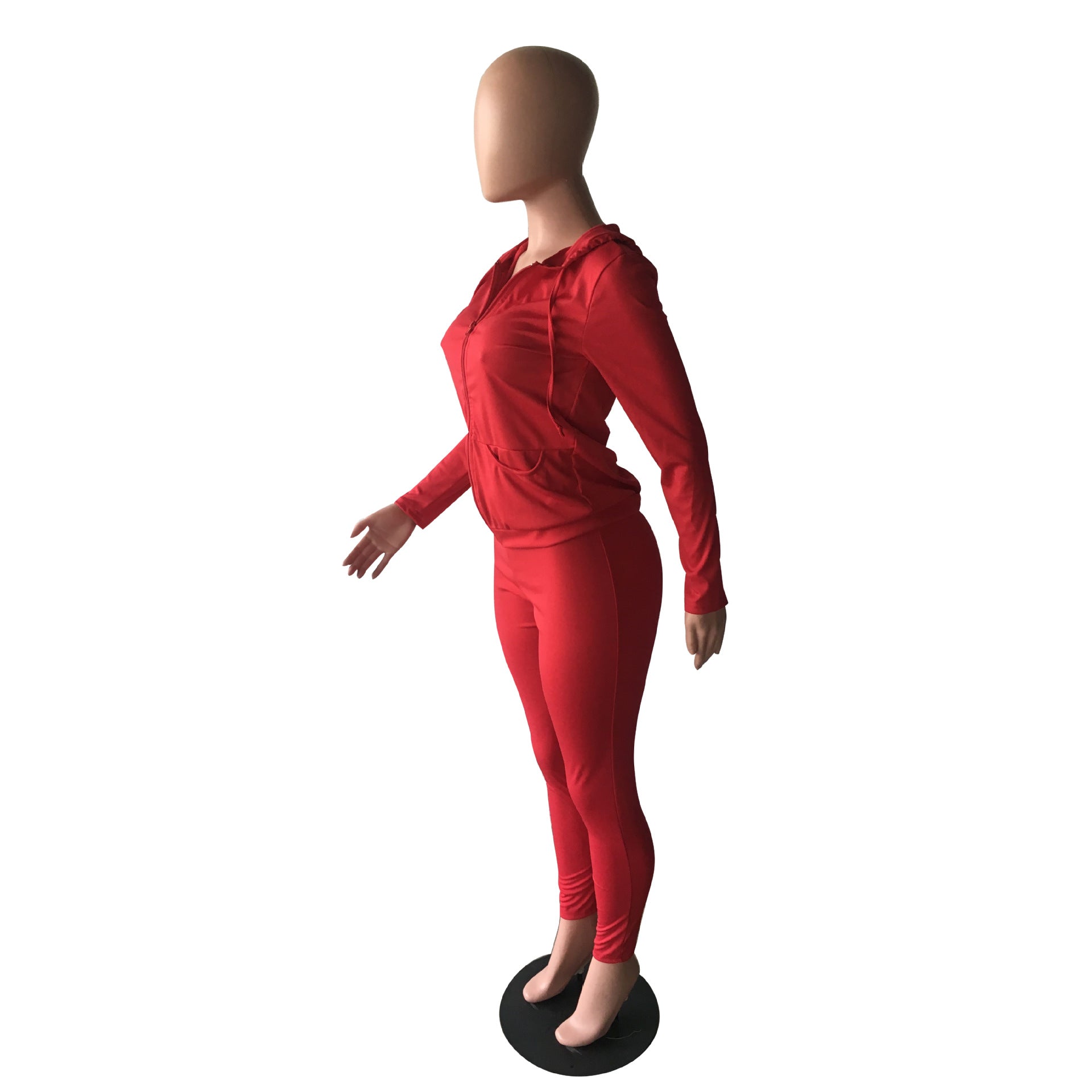 Women's Autumn Style Hat Pocket Zipper Fashion Casual Sport Two Piece Set 61