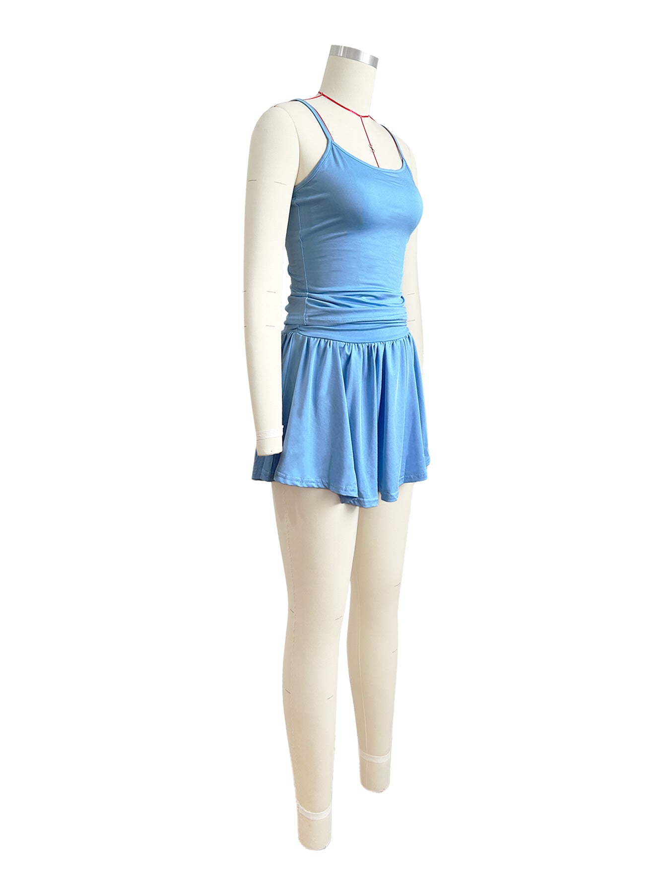 Women Sexy Cute Suspender Pleated Bell Bottom Skirt Two-piece Set (with Underwear) 9