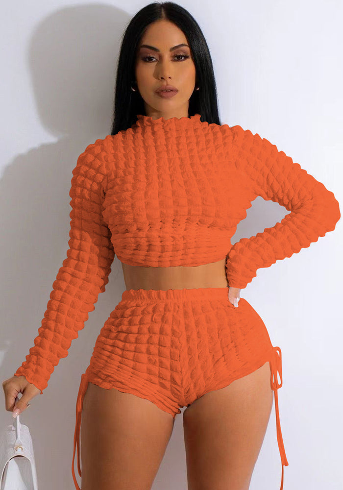 Women's Fashion Sexy Popcorn Low Back Two-Piece Set