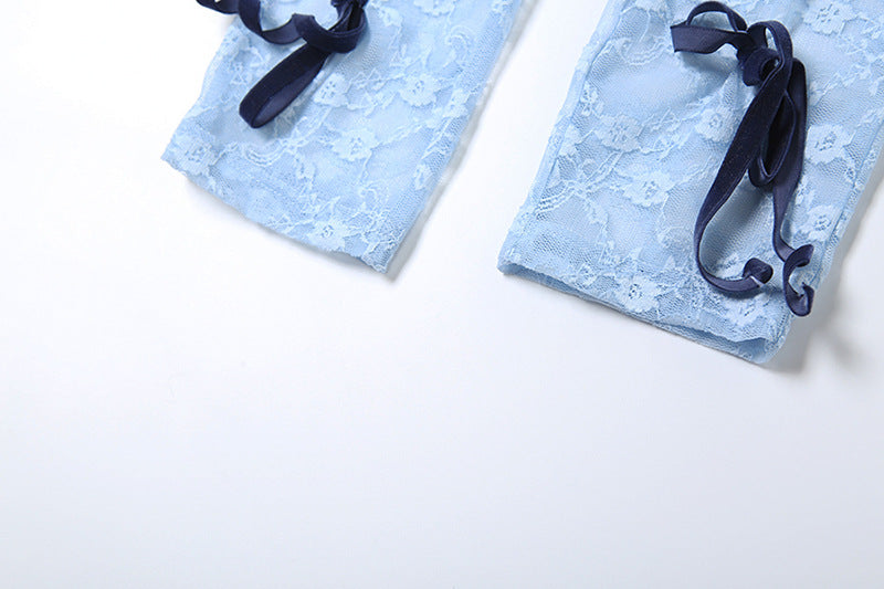 Women Spring Sexy See-Through Hollow Jacquard Long Sleeve Lace Jumpsuit 15