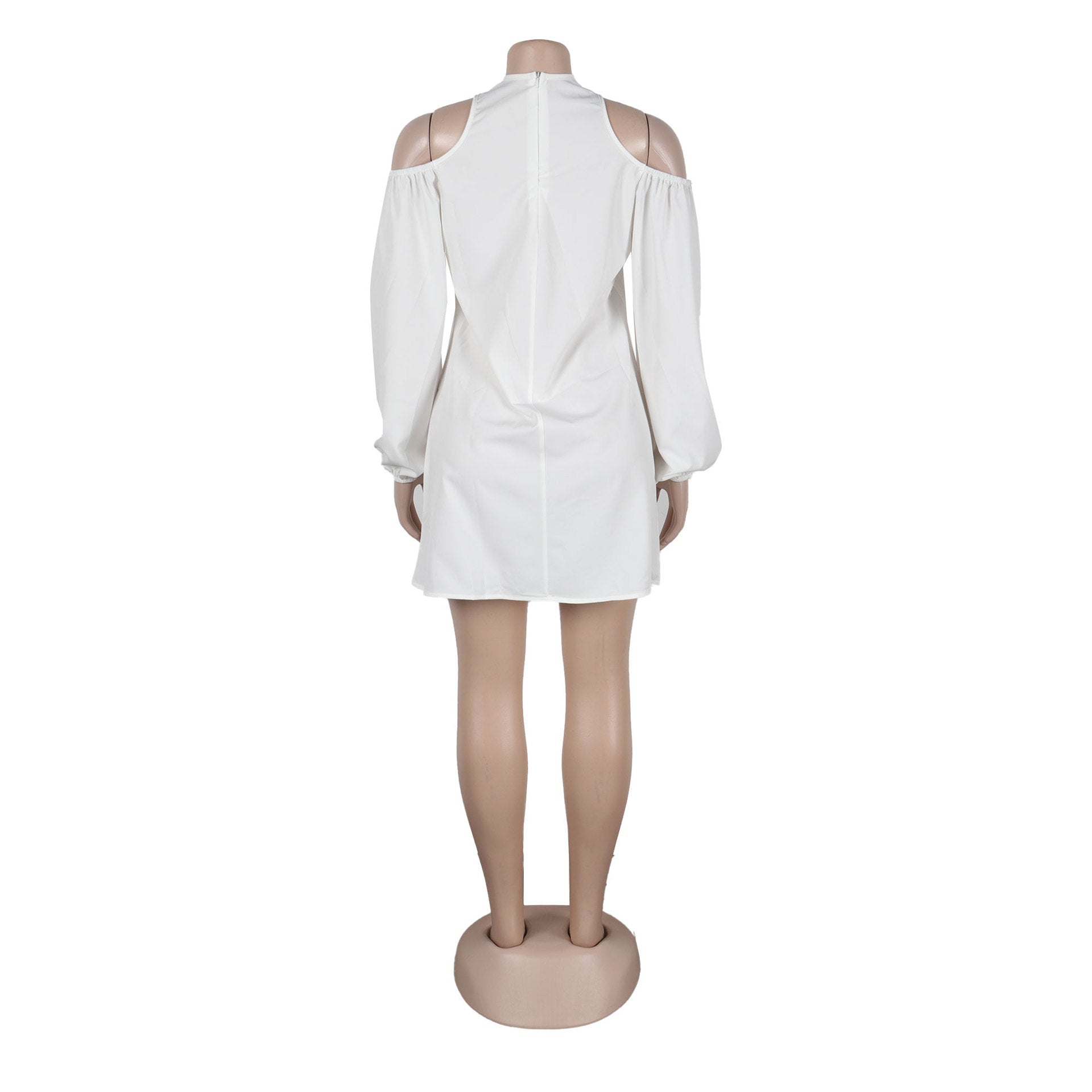 Women Solid Hollow Shoulder Crossover Dress 16