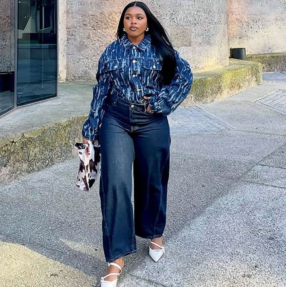 Autumn Winter Women's Street Casual Distressed Long Sleeve Denim Jacket 4