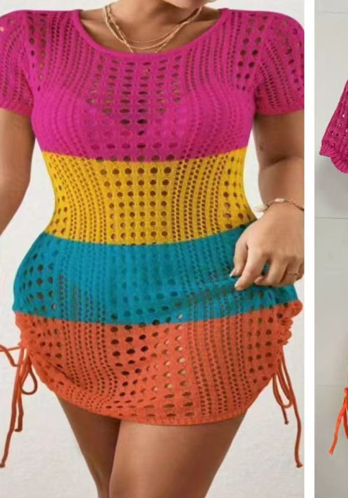 Women Beach Pullover Hollow Knitting Sexy Dress