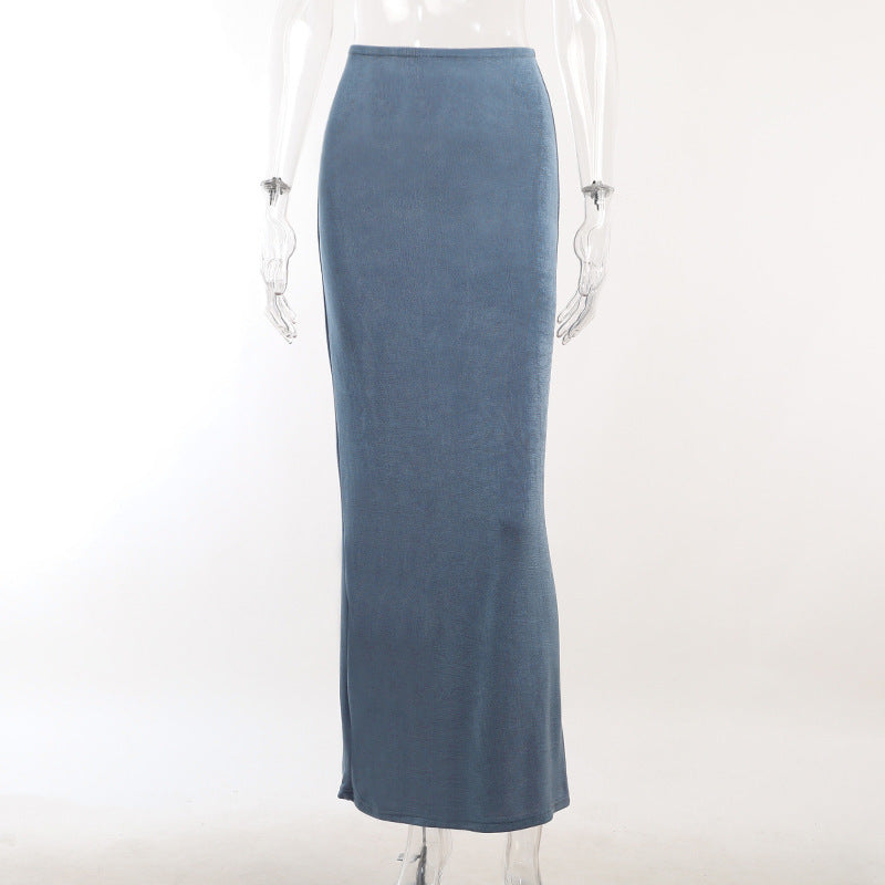 Autumn Solid Color Halter Neck Slim Fit Slim Pleated Low Back Top Skirt Women's Clothing 7