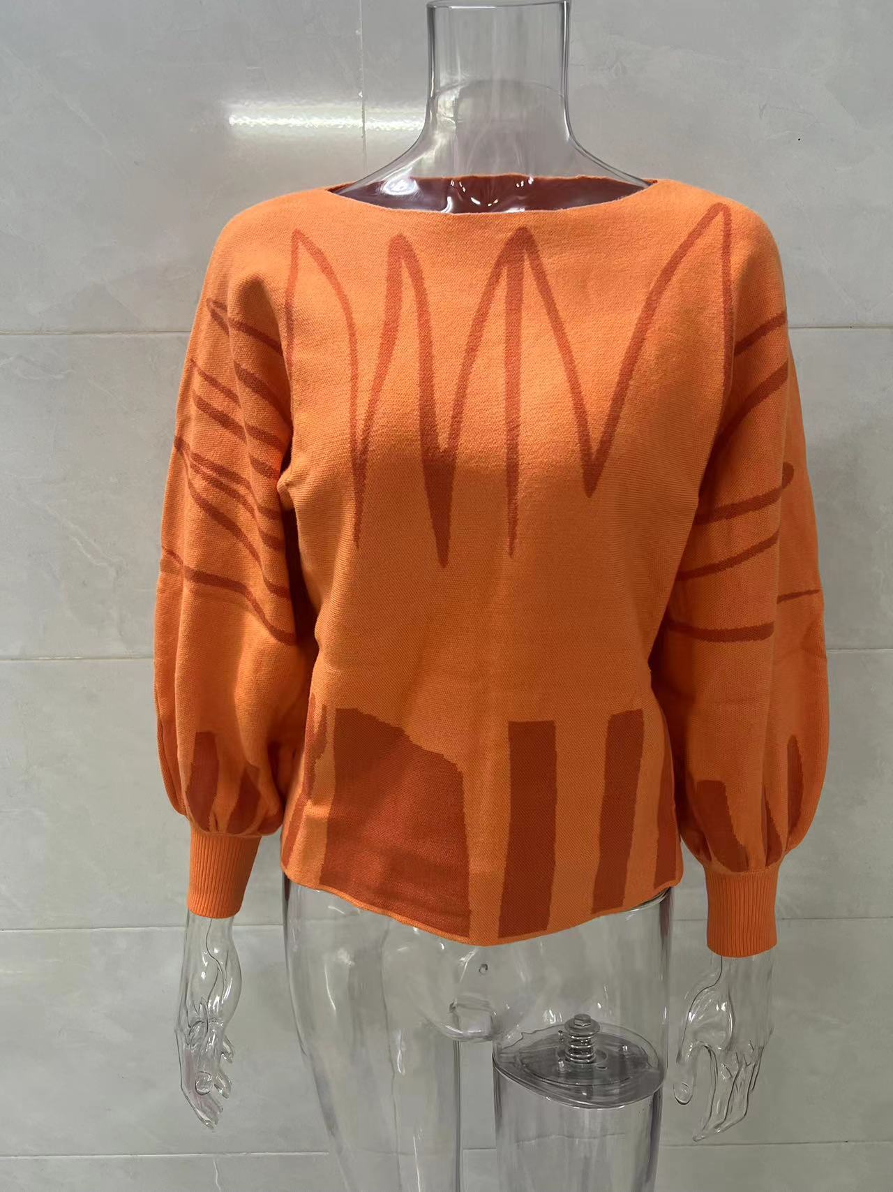 Lantern Sleeve Loose Pullover Knitting Sweater For Women 19