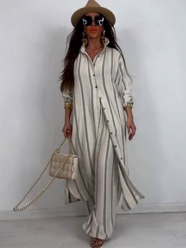 Summer Elegant Sexy V-Neck Top Printed Wide-Leg Pants Two-Piece Set 4