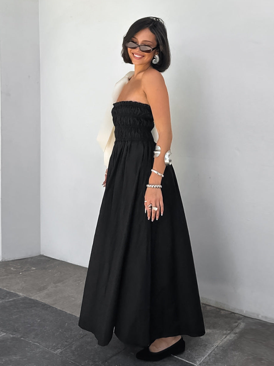 Summer Sleeveless Strapless Black Beach Holidays Dress 4