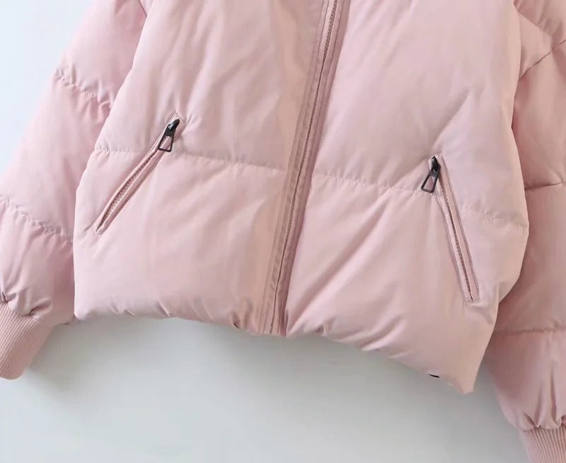 women's winter style fashion Stand Collar zipper pocket warm cotton-padded jacket 48