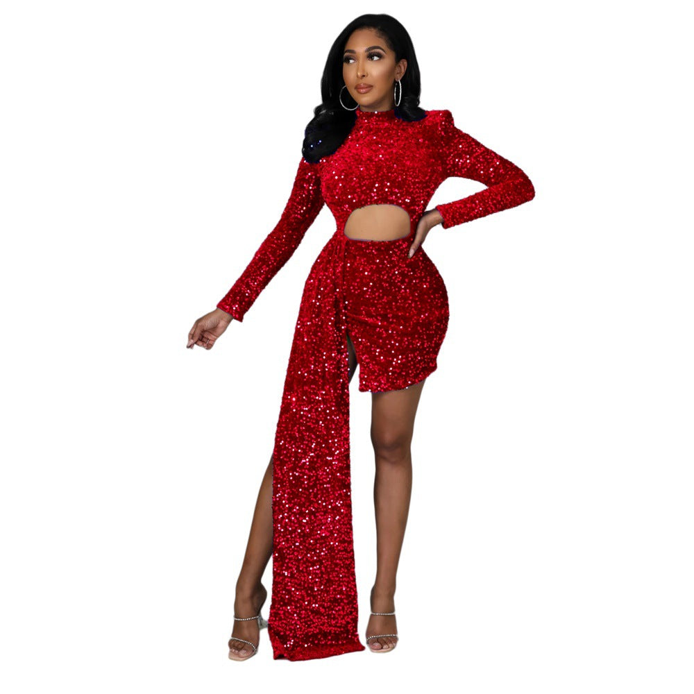 Fleece Sequin Sexy Women's Dress 4