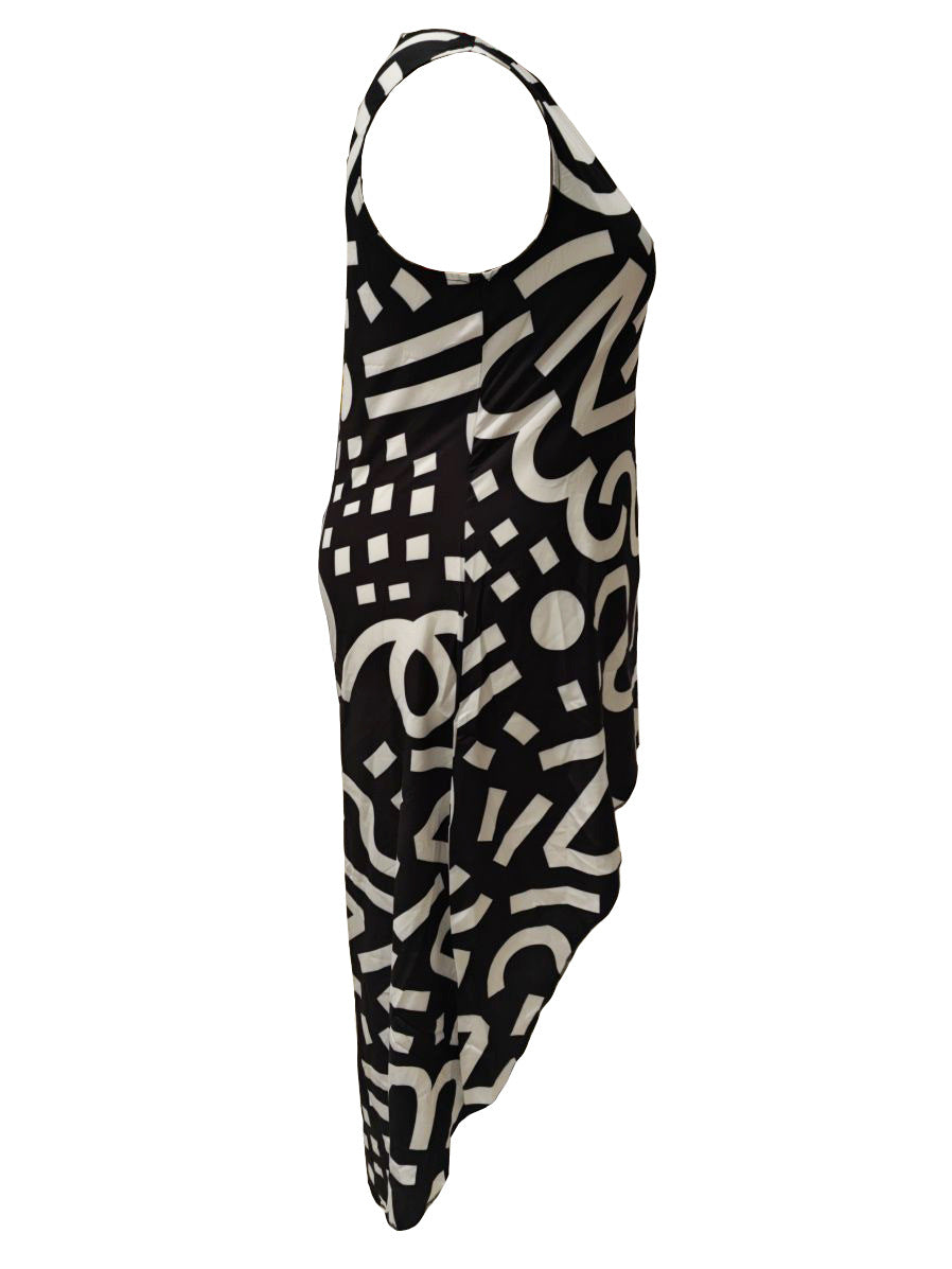 Plus Size Printed Sleeveless Irregular Loose Casual Dress 4