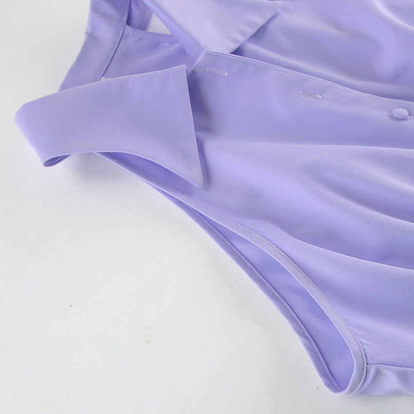 Women Summer Sexy Purple Elegant Sleeveless Halter Neck Dress 15