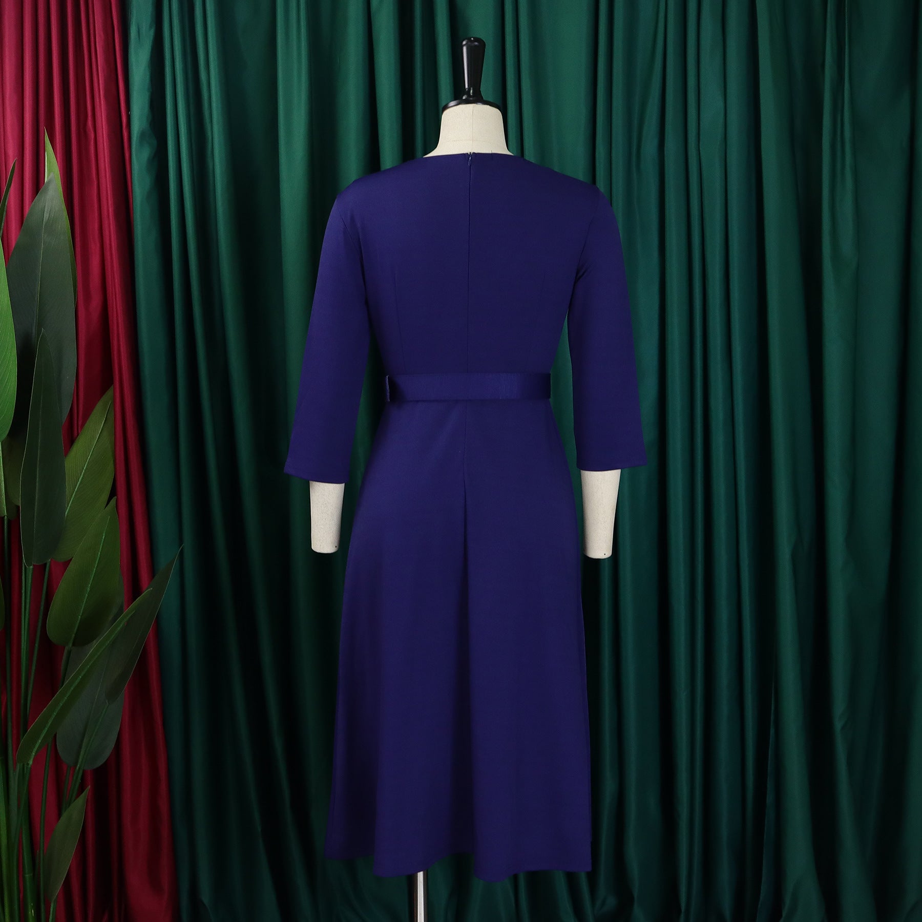 Women v-neck pleated elastic elegant African dress 20