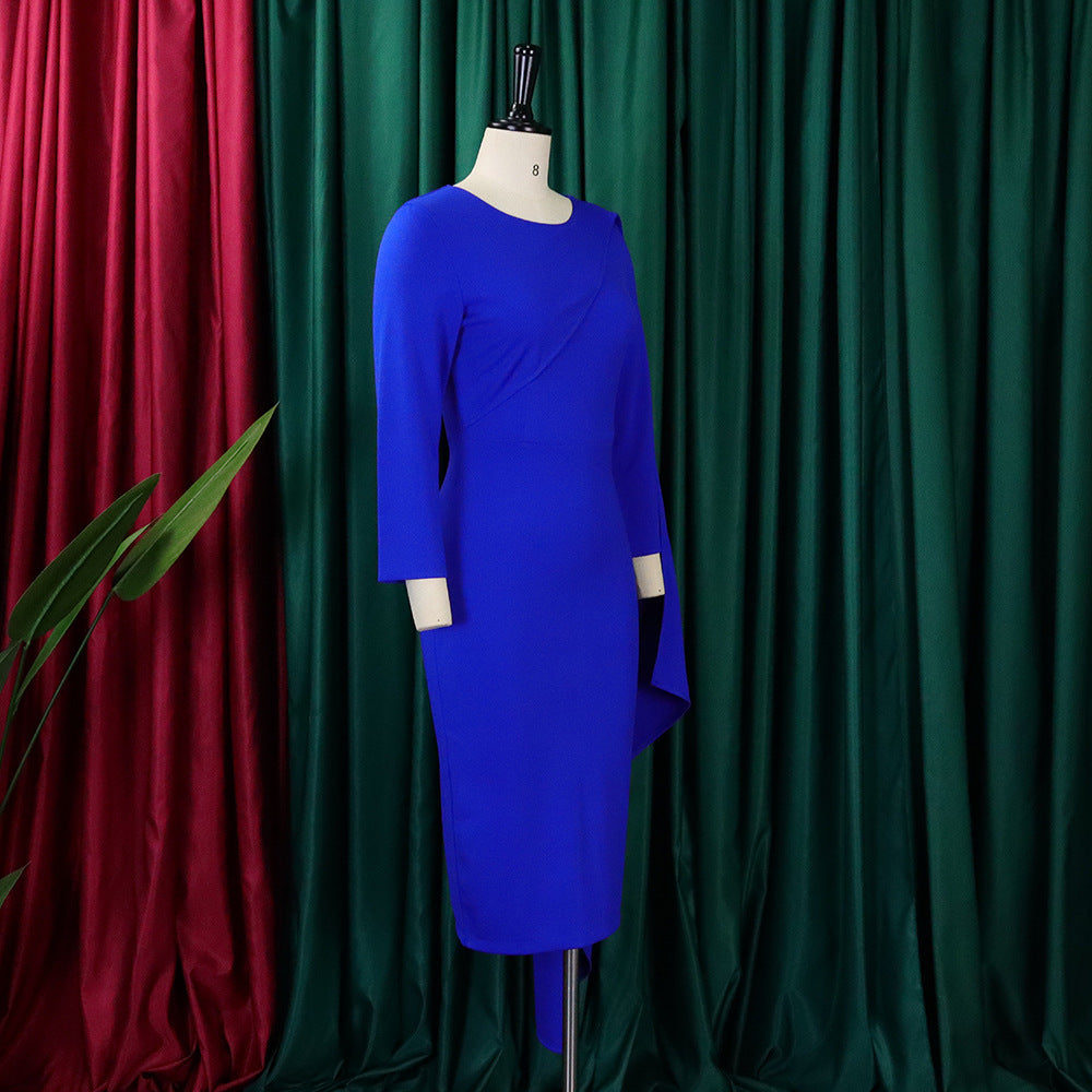 Women Solid Long Sleeve Midi Dress 27