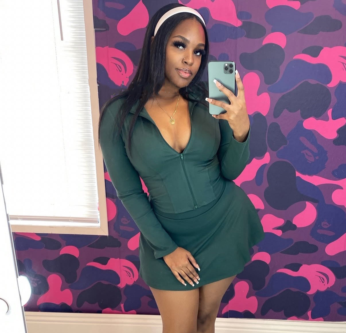 Women Sporty Casual Stand Collar Long-Sleeved Zippered Top and Pants Two-Piece Set 5