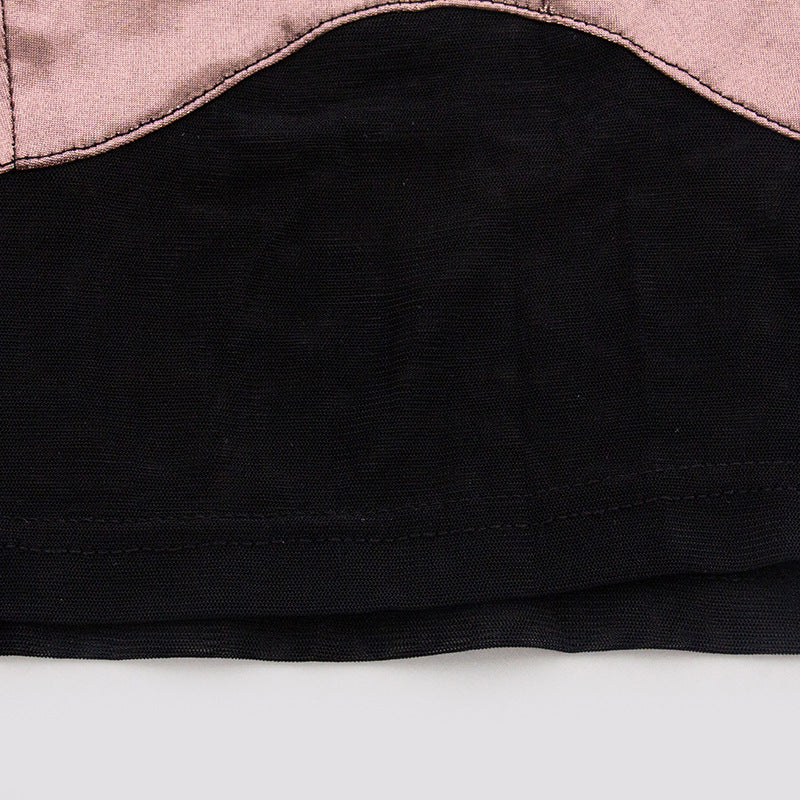 Spring Solid Color Long Sleeve Mesh Patchwork Sexy High Waist Women's Two Piece Pants Set 14