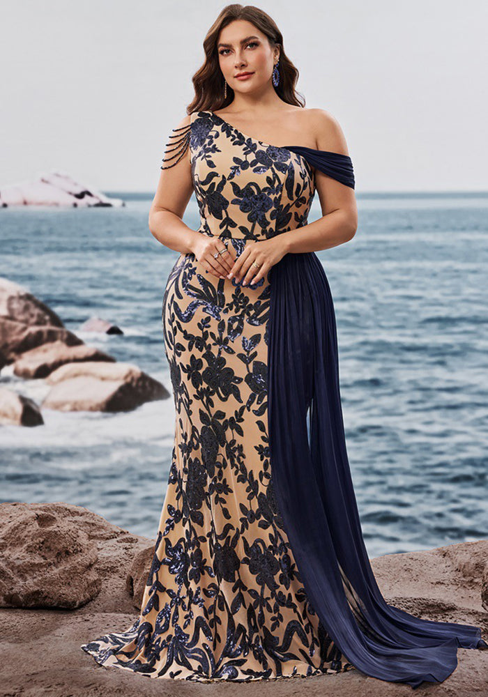 Plus Size Women's Sequin Sleeveless Formal Party Chic Slim Mermaid Long Gown