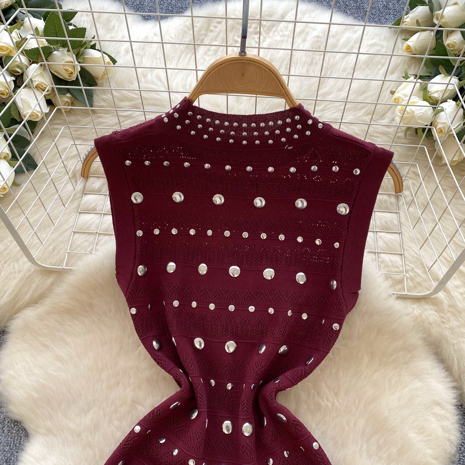 Women's Summer Sleeveless Stand Collar Diamond Slim Luxury Fishtail Long Dress 16