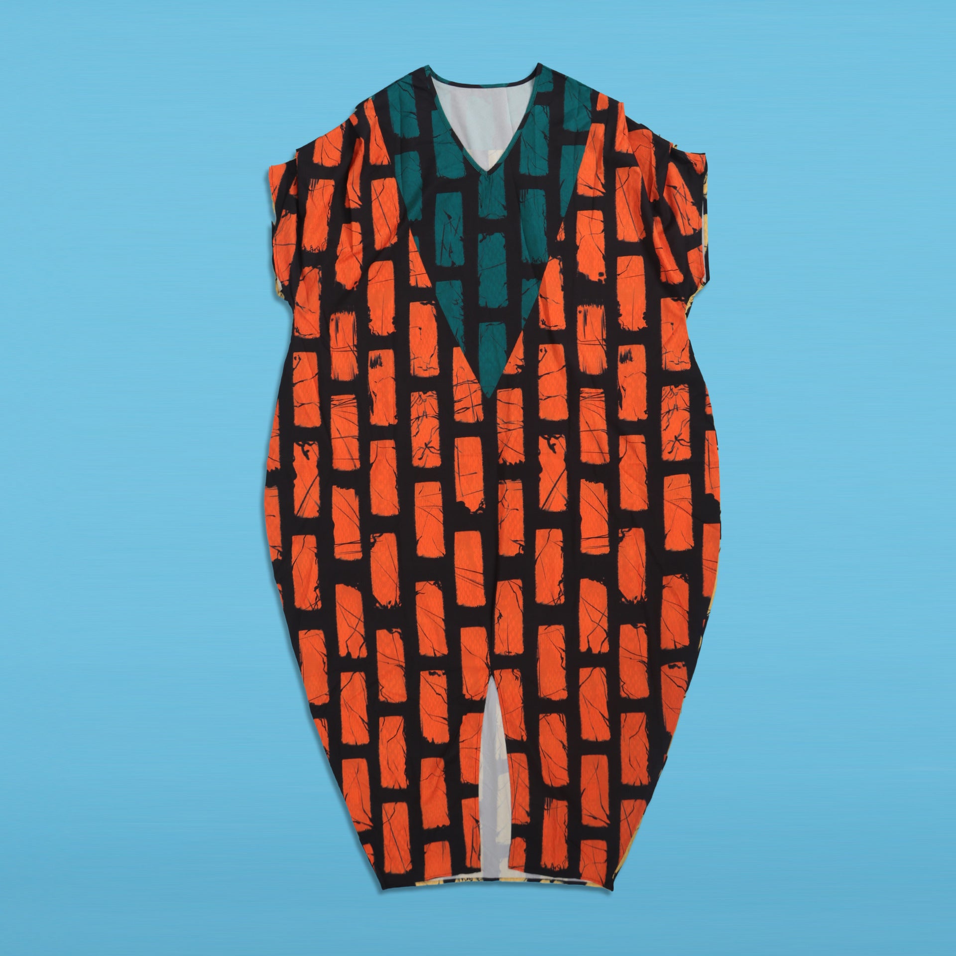 Women Contrast Print Loose Slit Dress 15