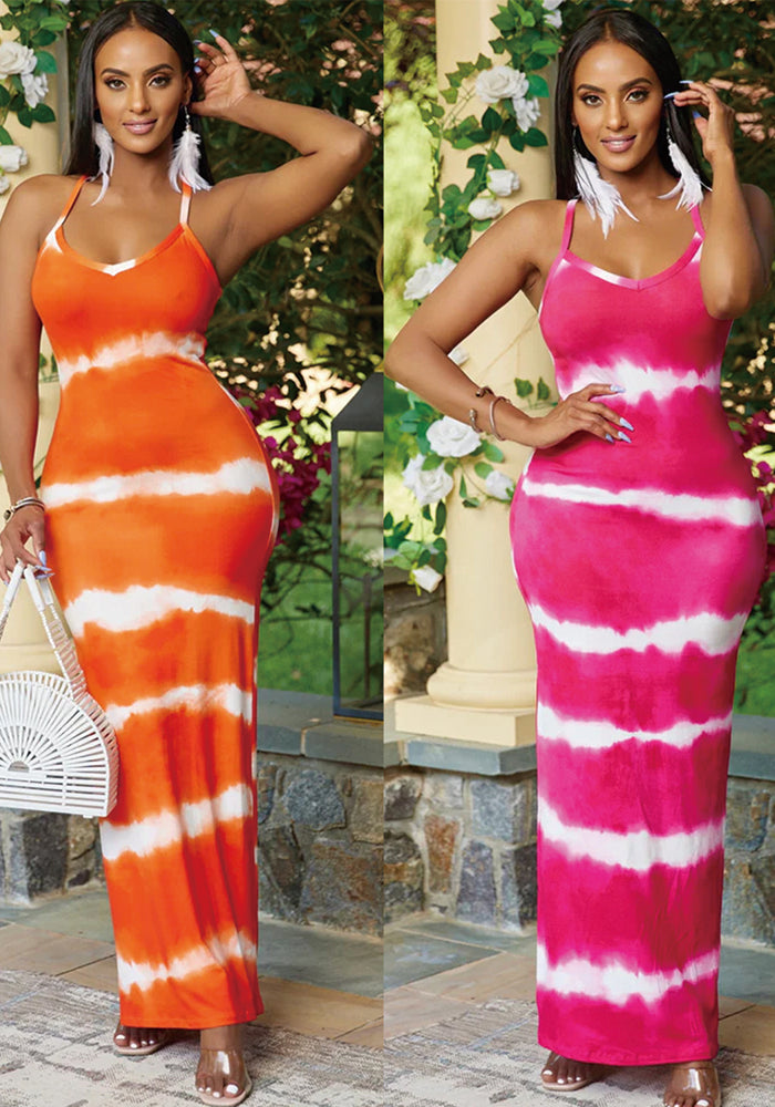 Summer Ladies Sleeveless Printed Strap Sexy Tight Fitting Dress For Women