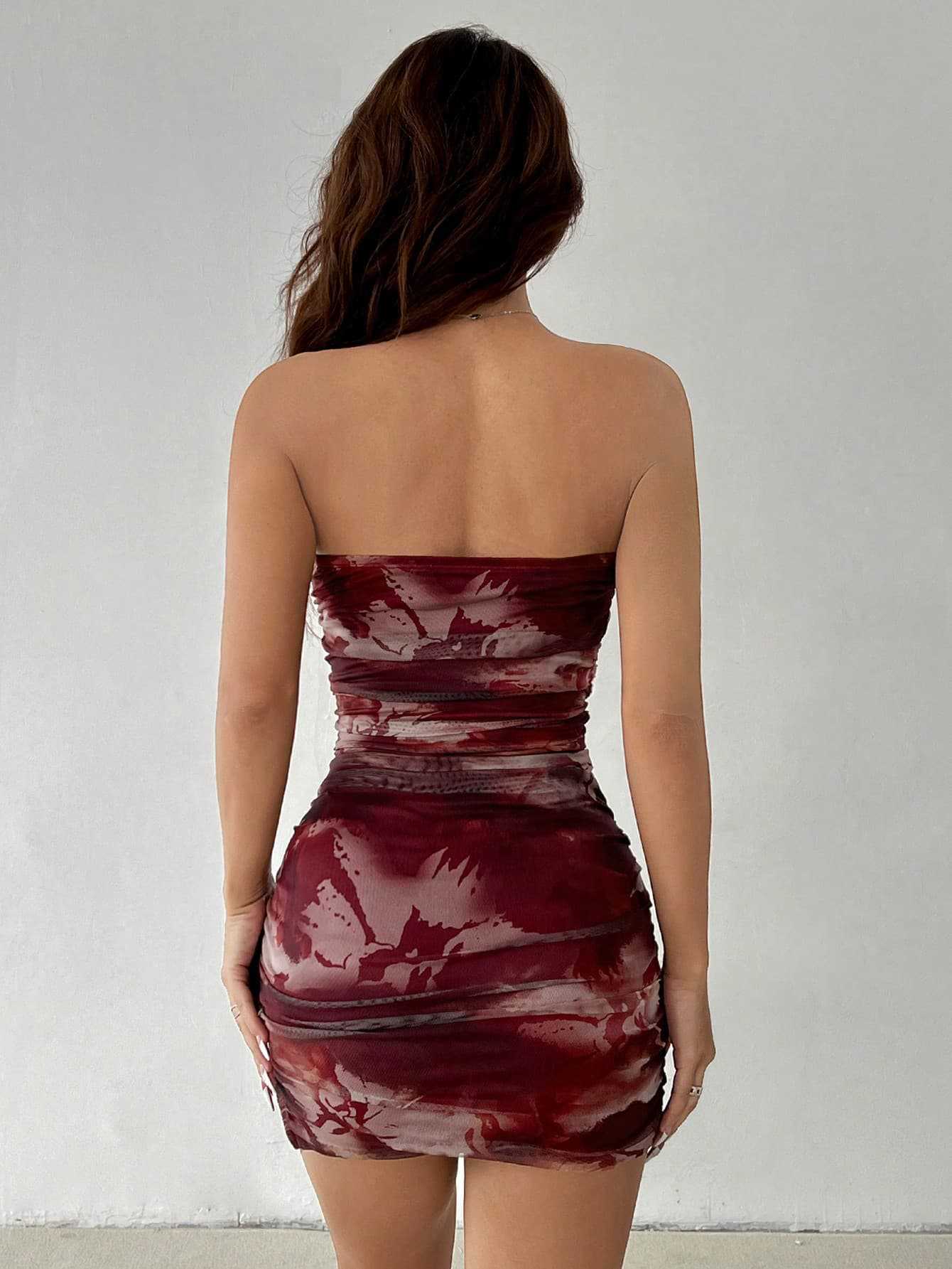 exy strapless bodycon Printed party mini dress 3