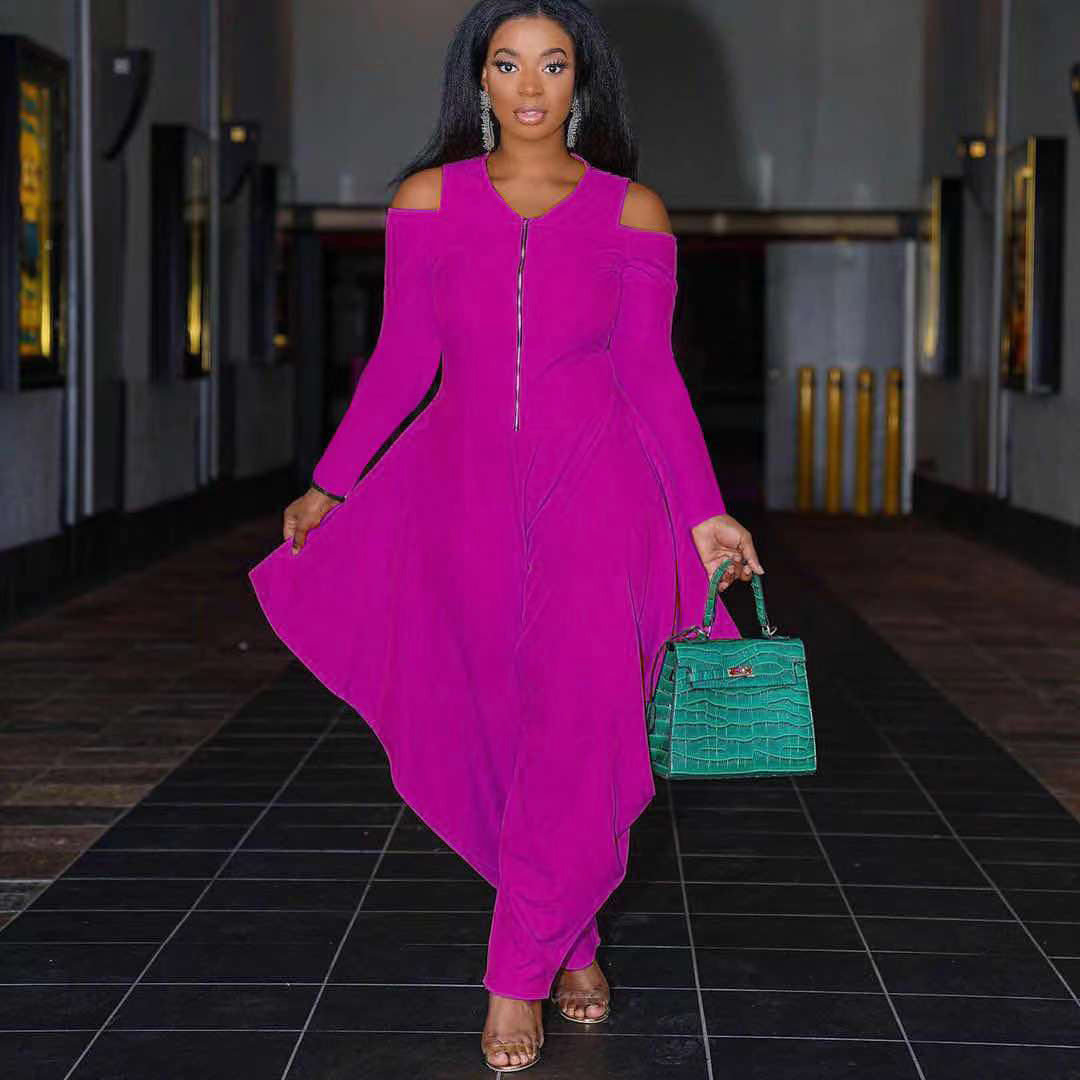 Women's Solid Color Cutout Long Sleeve Fashionable Loose Jumpsuit 8