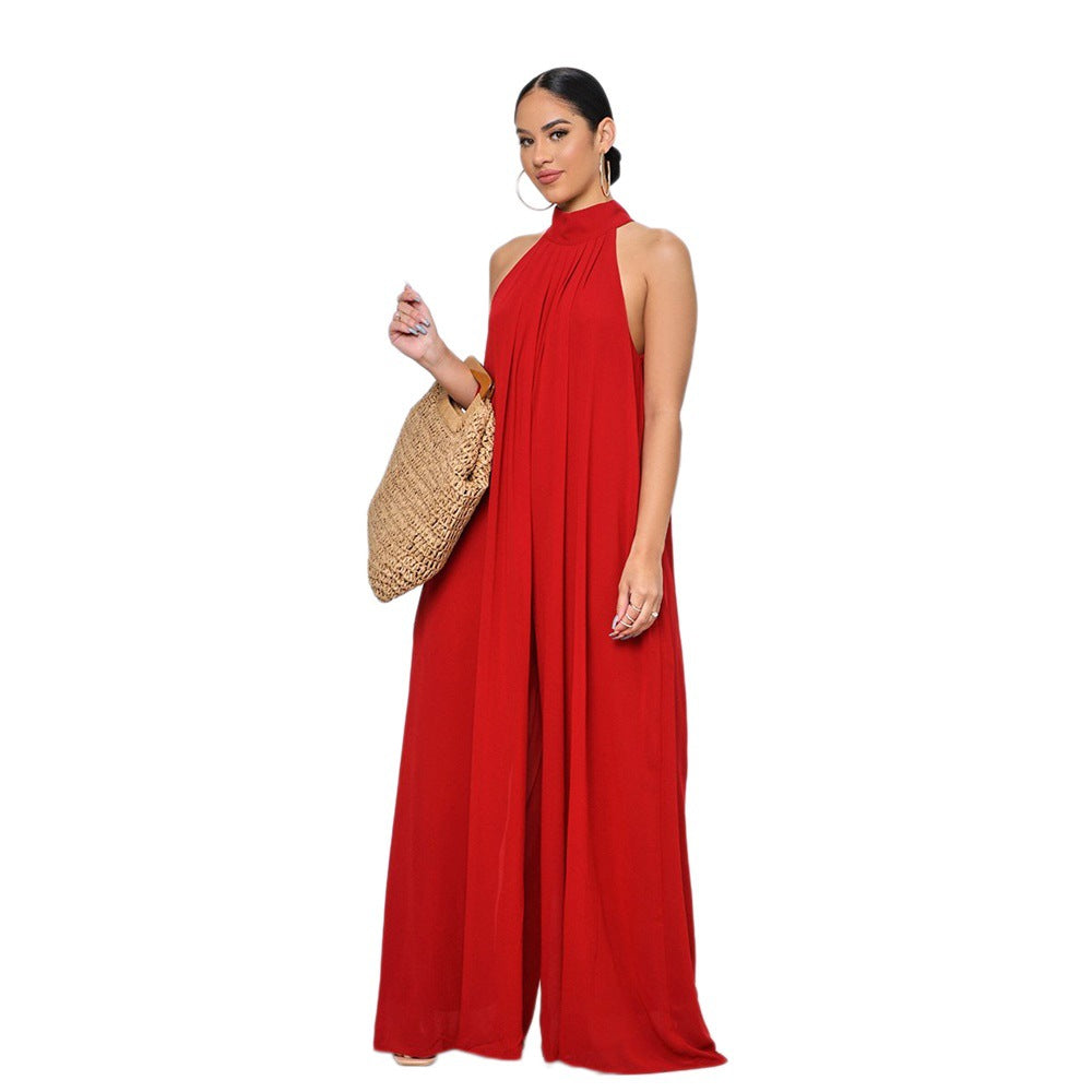 Solid Color Casual Chiffon Loose Women'S Jumpsuit 8