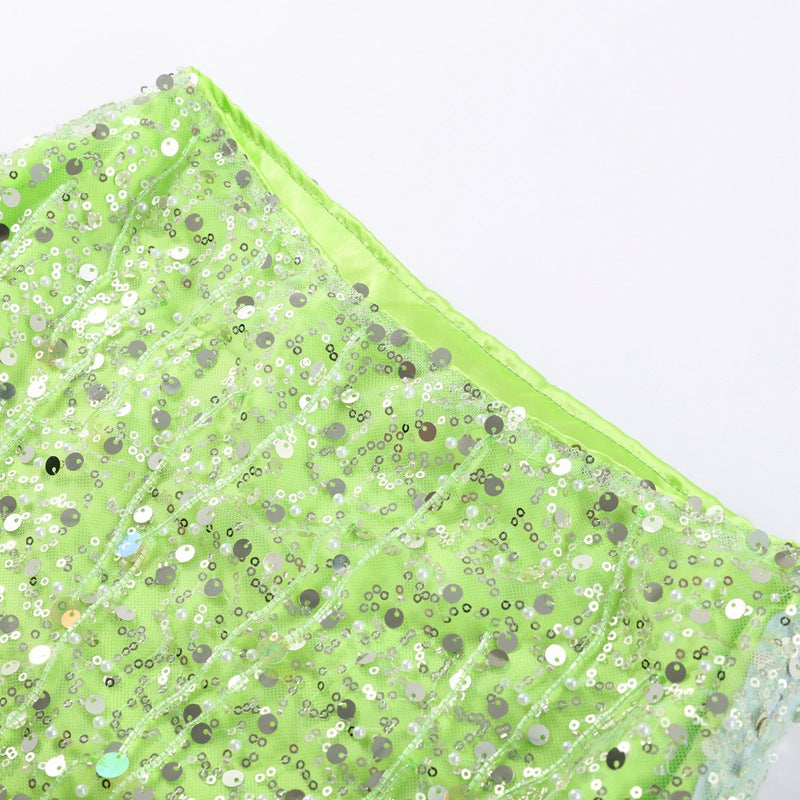 Fringed sequined Spring Holidays fringed Strap top Bodycon skirt set 7