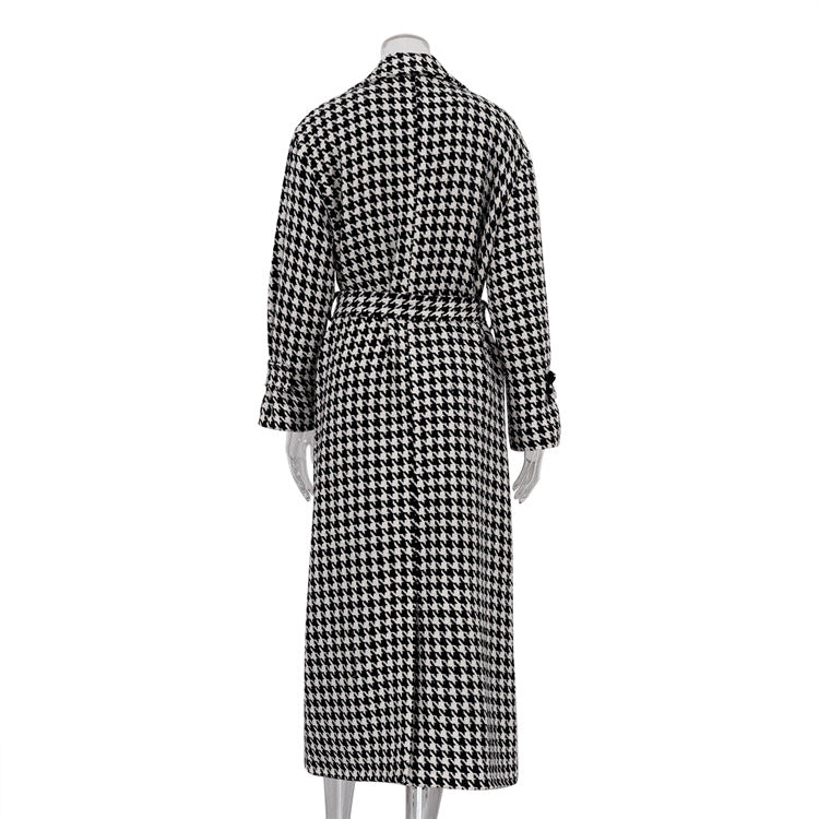 Women houndstooth Maxi windbreaker 9