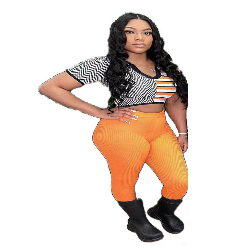 Women Patchwork Contrast Color Polo Shirt V-Neck Short Sleeve T-Shirt 5