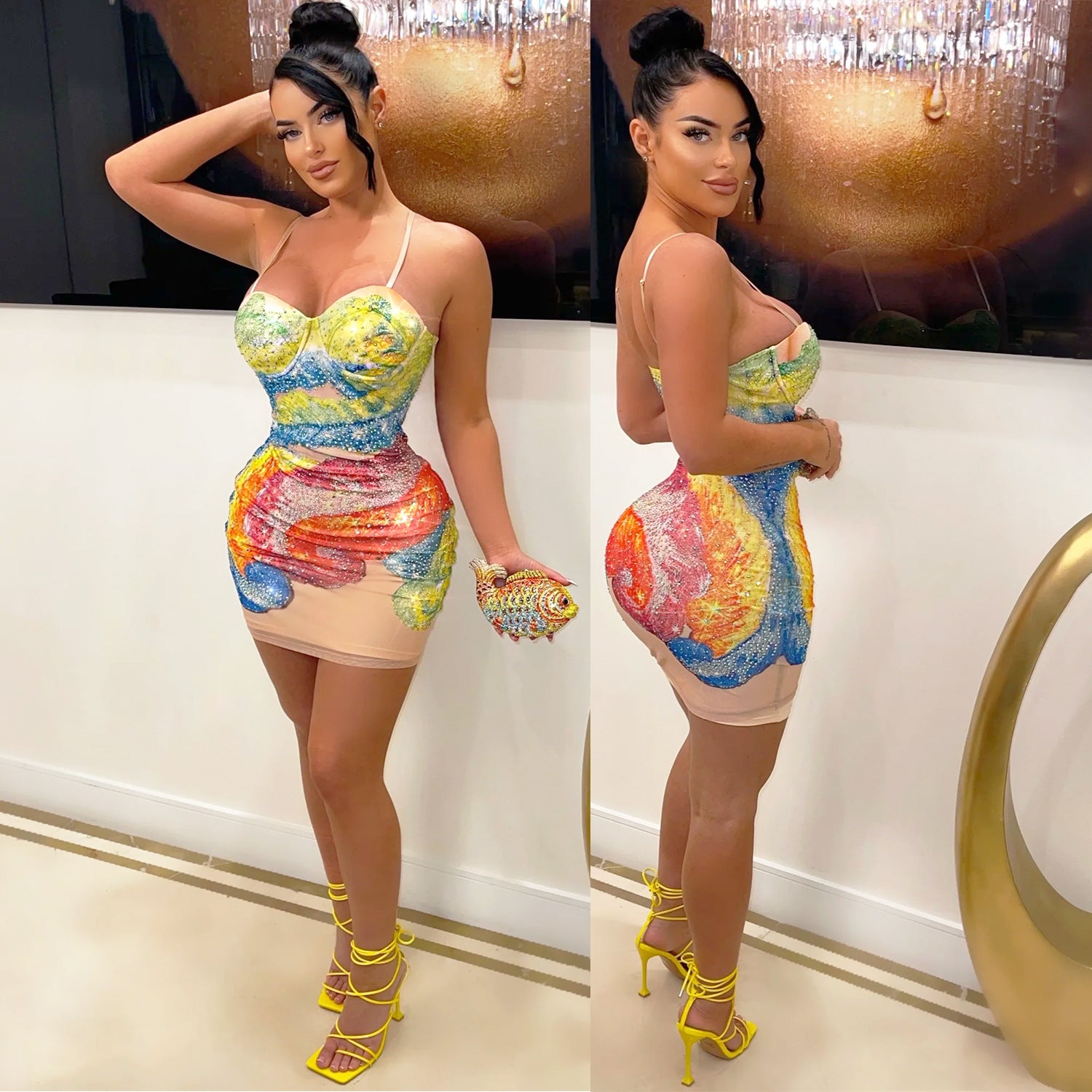 Summer Women's Sexy Straps Beaded Nightclub Dress For Women