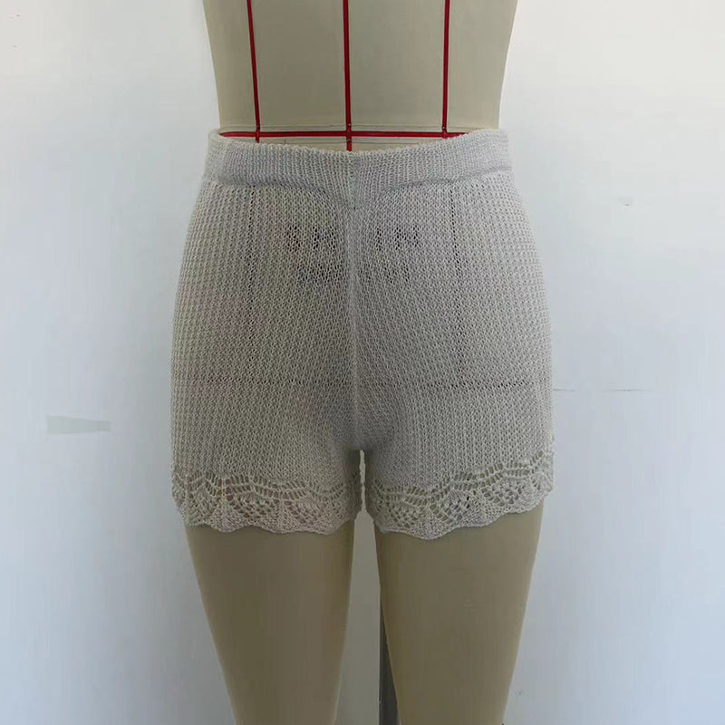 Fashion Women's Clothing Solid Color Knitted Holidays Beach Shorts 8