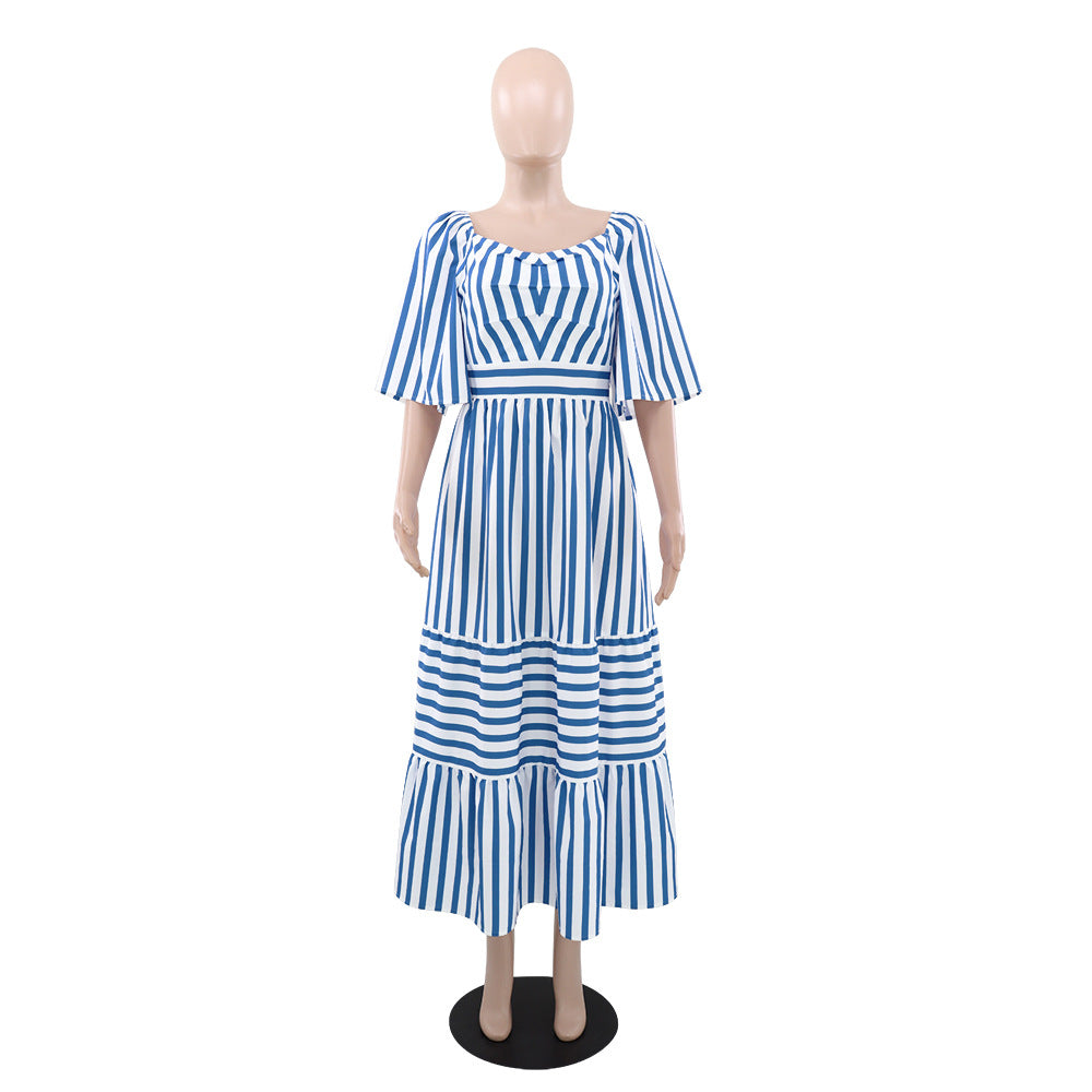 Printed V-Neck Pleated Summer Dress 3