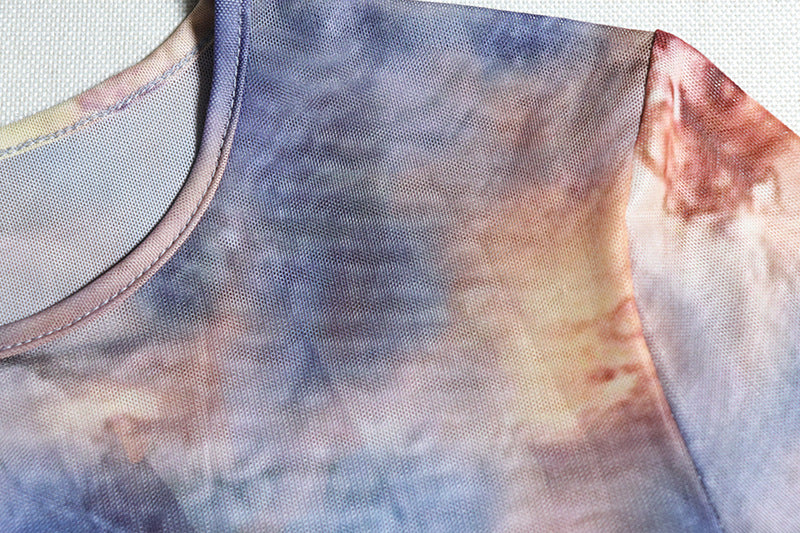 Women Round Neck See-Through Long Sleeve Character Print Bodysuit and Mini Skirt Two-Piece Set 13