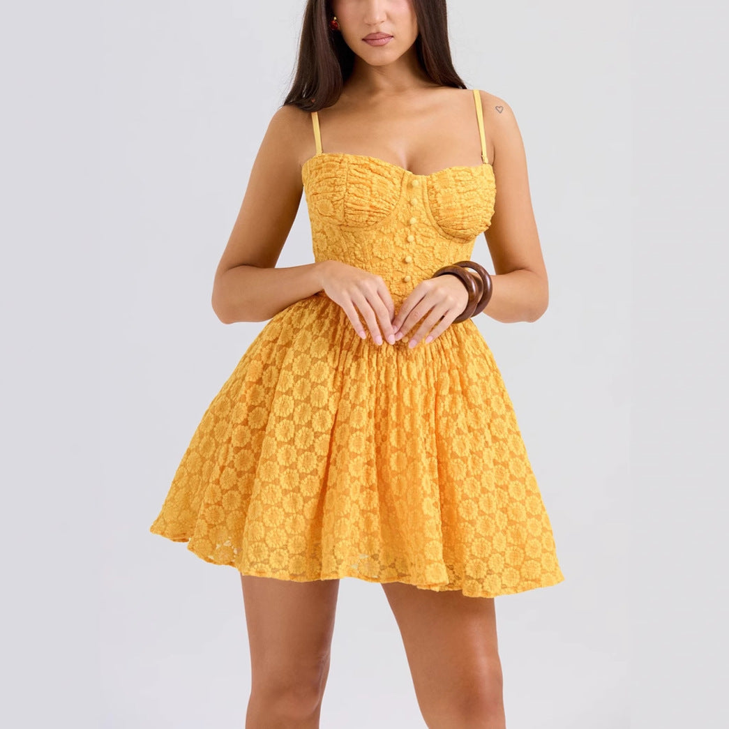 Women's Lace Jacquard A-Line Mini Dress 3