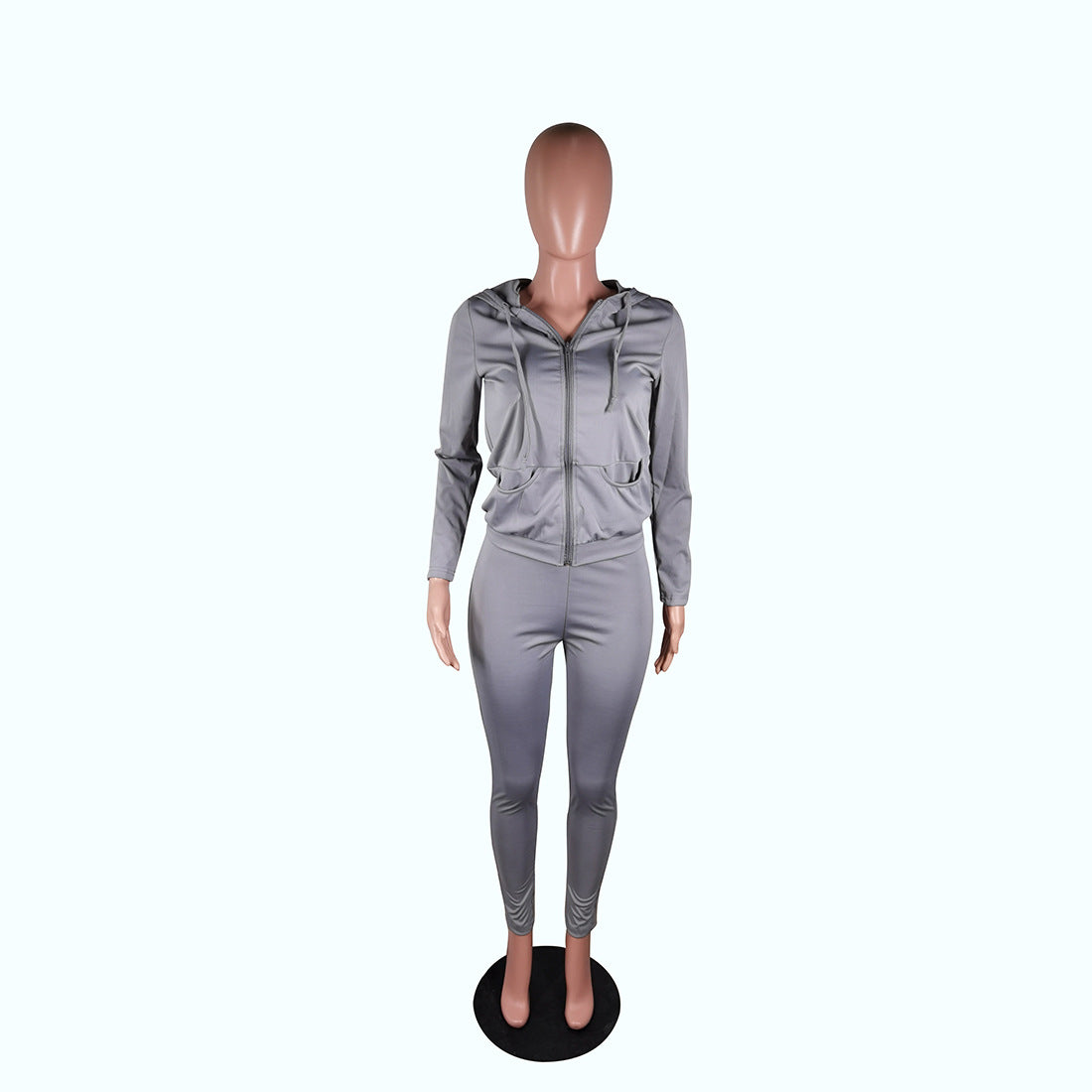 Women's Autumn Style Hat Pocket Zipper Fashion Casual Sport Two Piece Set 45