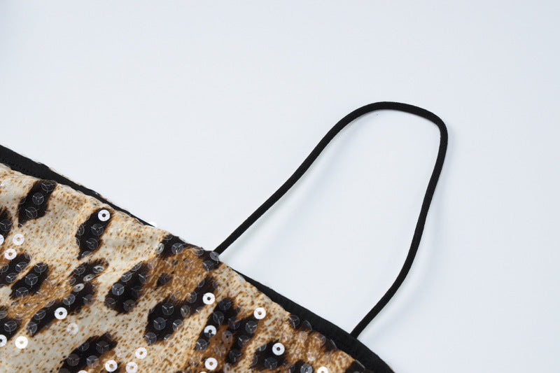 Autumn Winter Fashion Print Nightclub Strap Sequin Dress 10