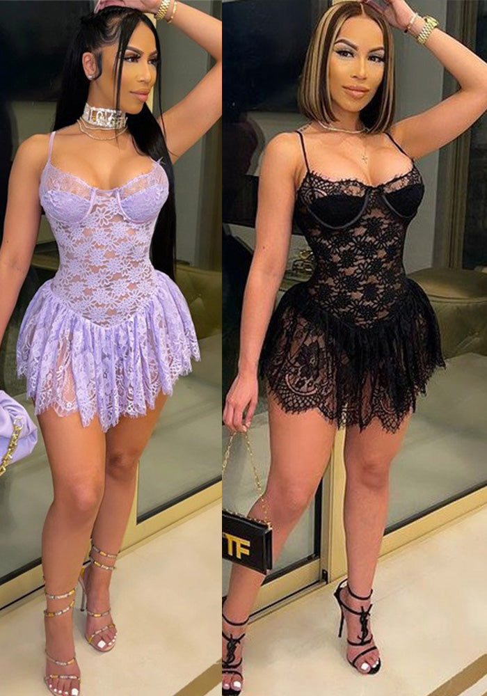 Women's sexy Strap Lace Dress