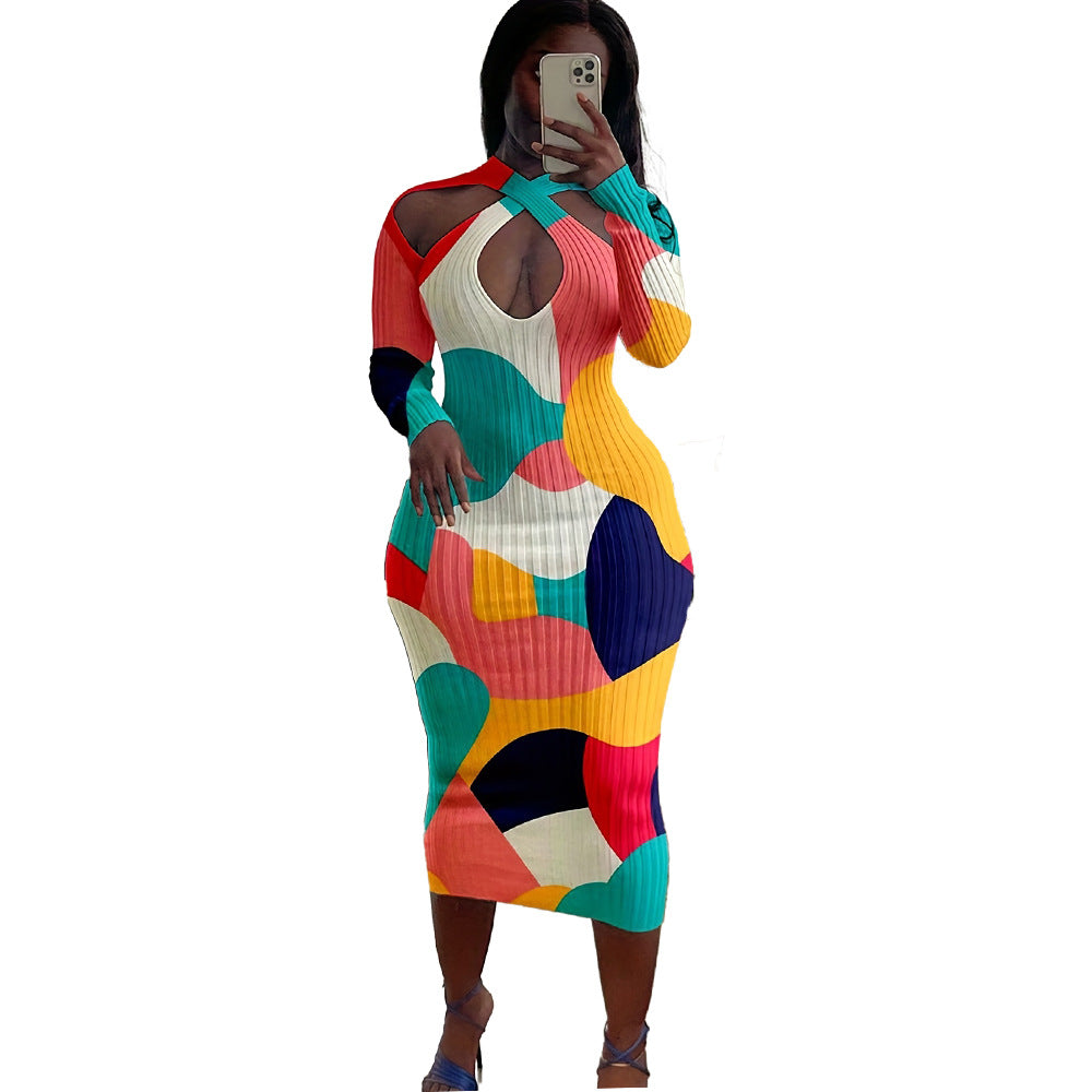 Women's Plus Size Printed Long Sleeve Dress 7