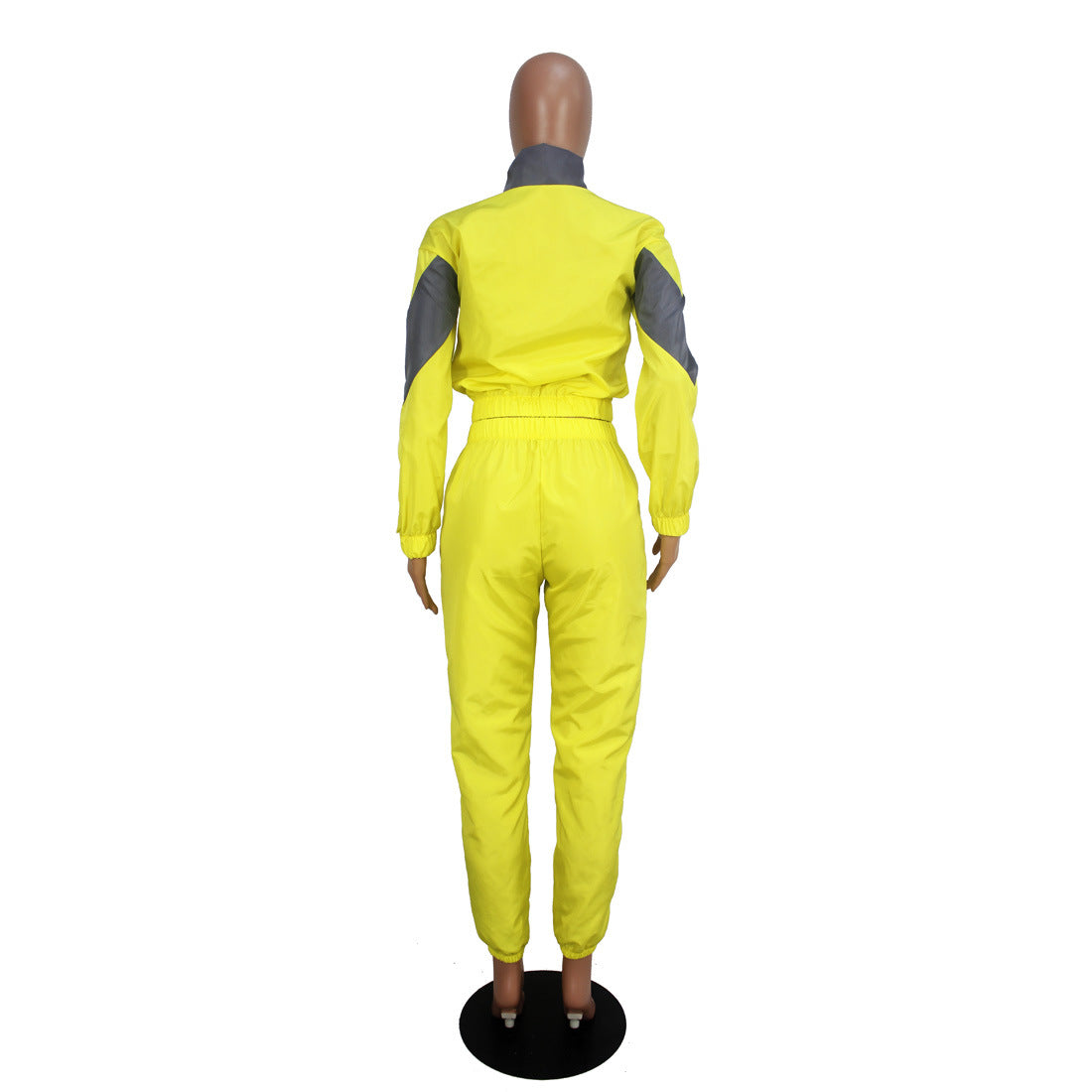 Women's Color Block Long Sleeve Trench Coat Pants without Pocket Set 21