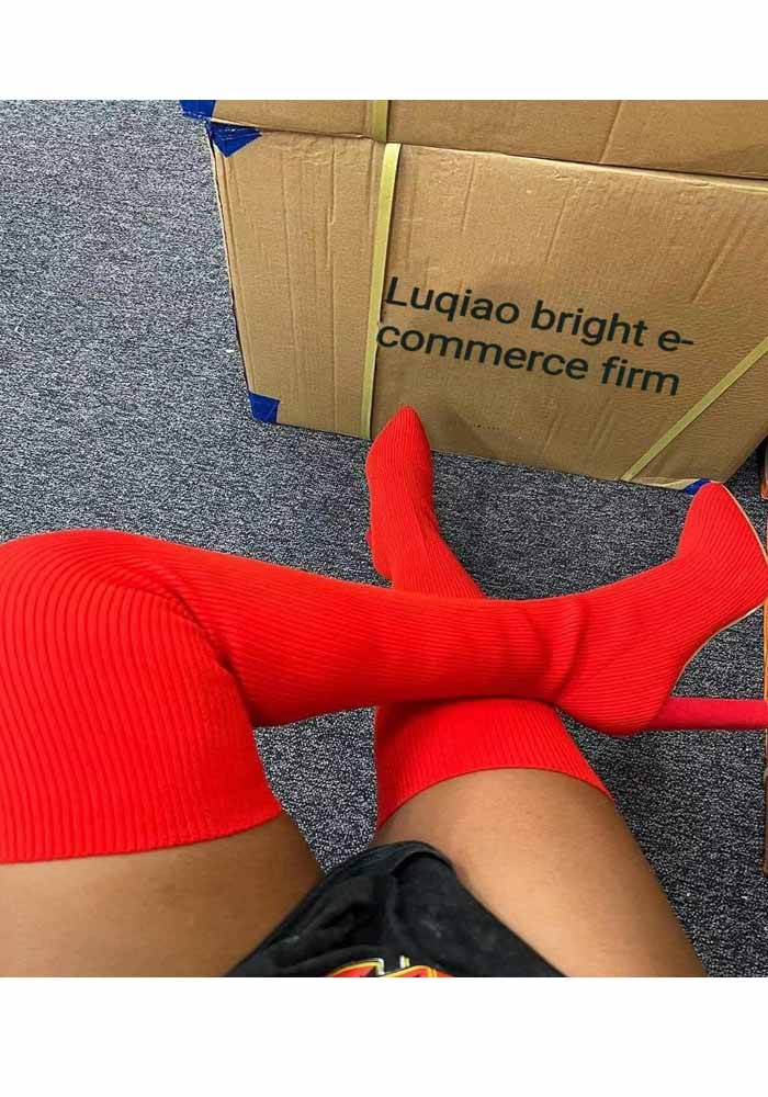 Women autumn and winter knitting stretch wool socks boots