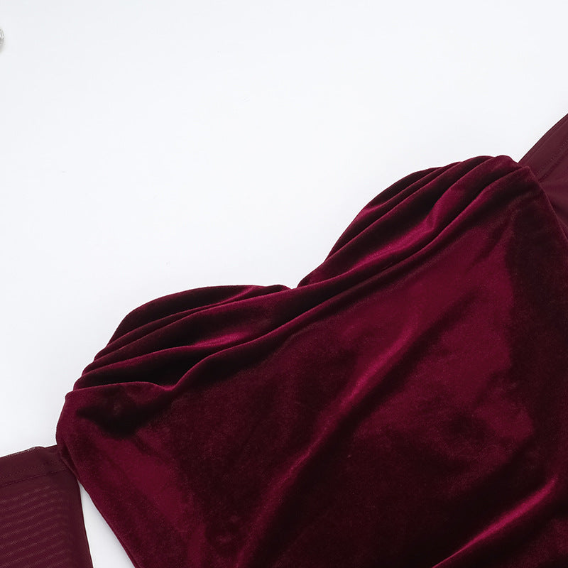Autumn Chic Off Shoulder Velvet Sexy Party Dress 6