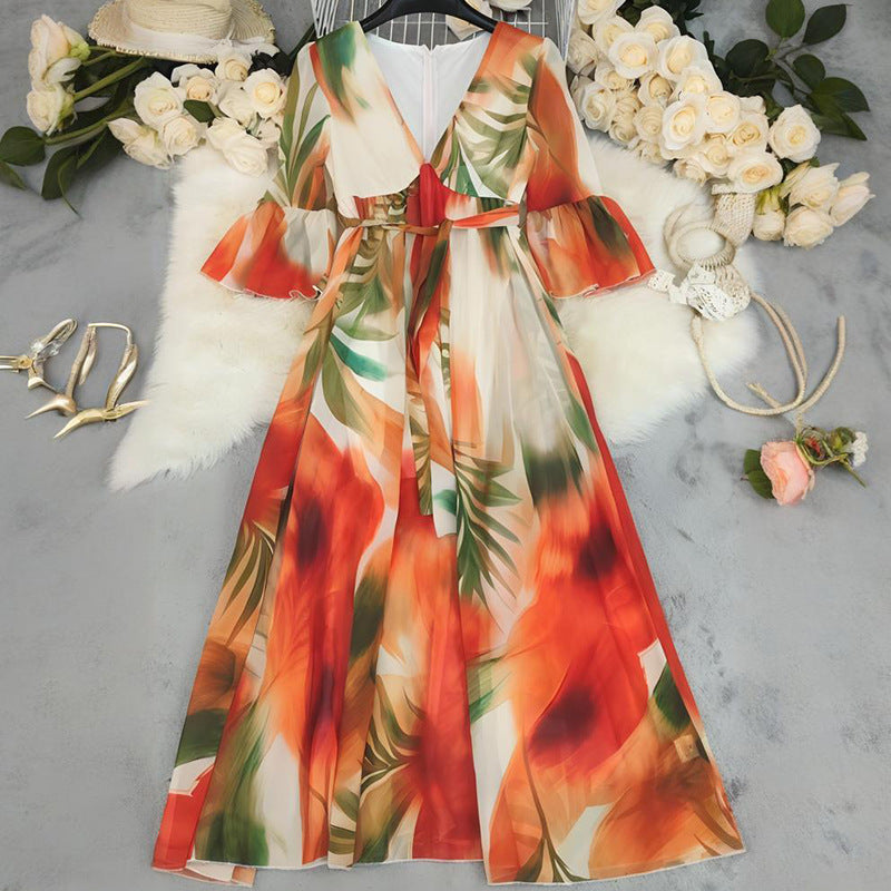 Women Printed Holiday Beach Dress