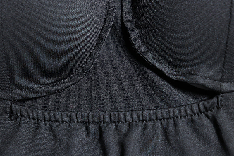 Women Sexy Halter Neck Mesh Patchwork Long Sleeve Dress 14