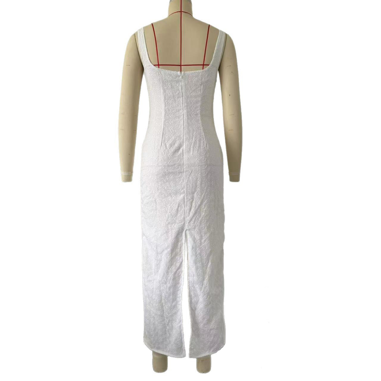 Women Square Neck Embroidered Holidays Maxi Strap Dress 7