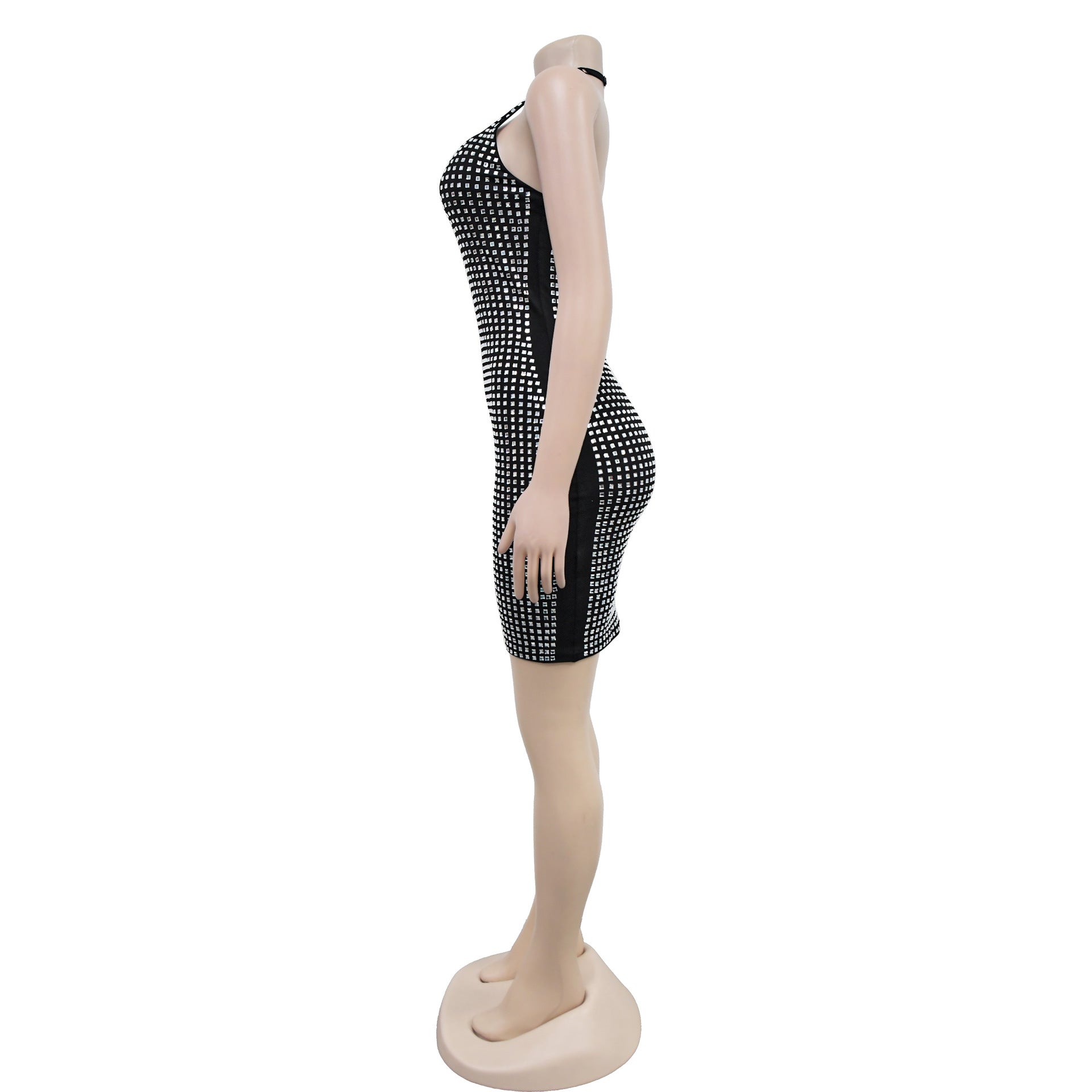 Fashion Women's Sexy Halter Neck Beaded Slim Fit Bodycon Dress 20