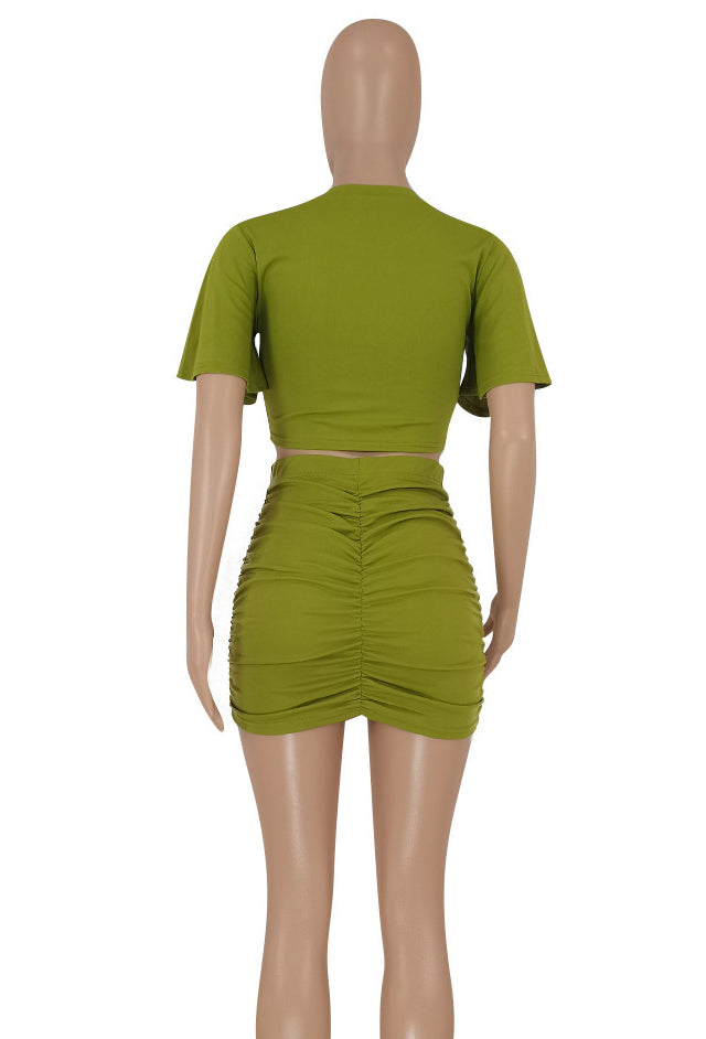 Women Sexy Crop Top and Bodycon Skirt Two-Piece Set 15