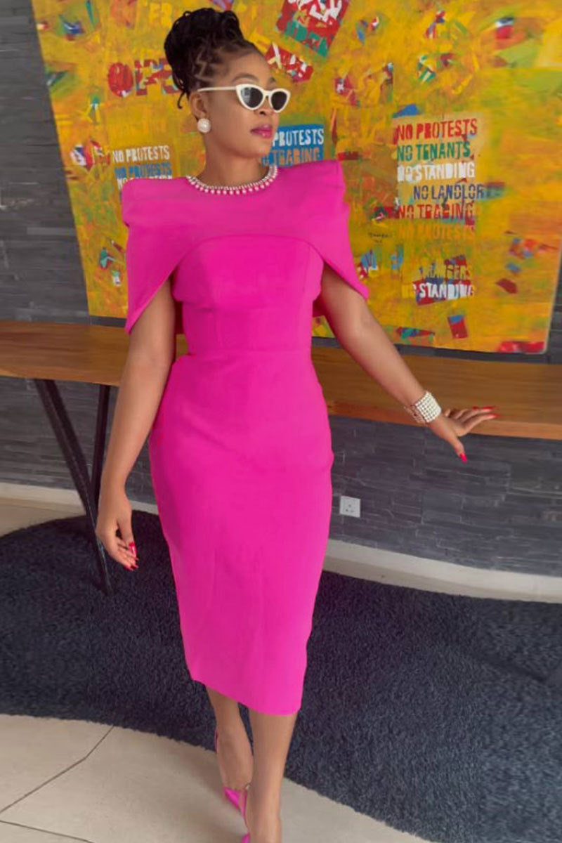 Casual Fashion Sleeveless Slim Back Slit Bodycon Dress Waistcoat Two-Piece Set 3