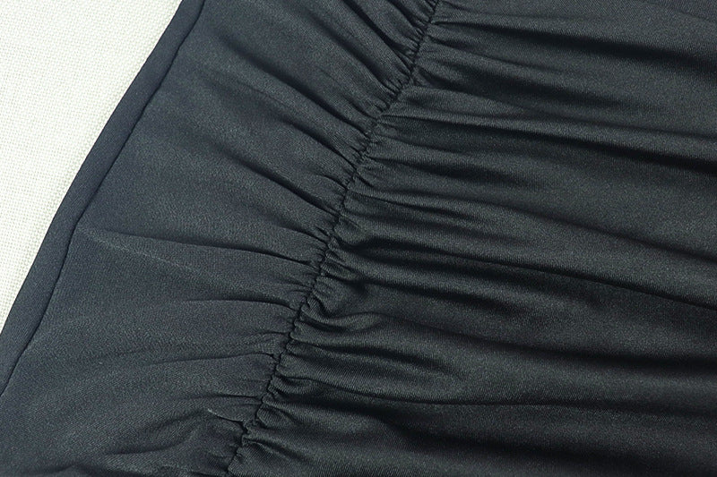 Elegant women's slit solid color irregular Slash Shoulder Halter Neck Strapless evening Skirt Set 15