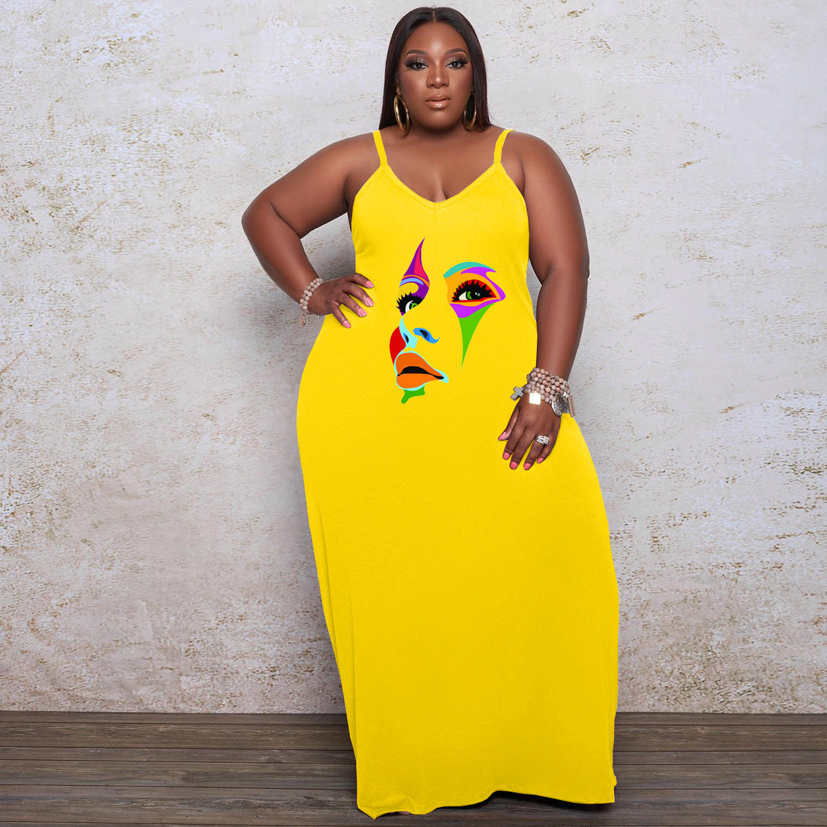 Plus Size Women'S Printed Straps Fashion Loose Dress 9